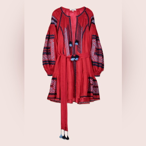 March 11 Namibia Red Linen Mini Dress Size L - Picture 10 of 17